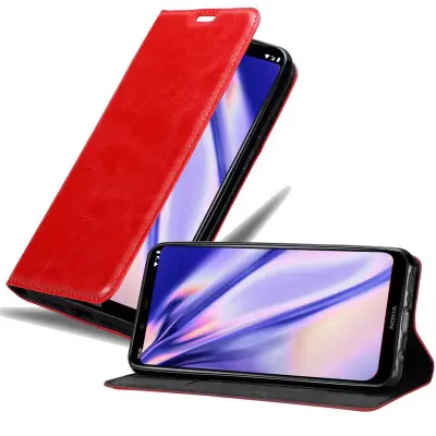 Cadorabo Ohišje, združljivo z Nokia 8.1 v rdeče jabolko - Zaščitni ovitek z magnetnim zapiranjem, stoječo funkcijo in režo za kartice