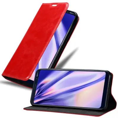 Cadorabo Ohišje, združljivo z Nokia 9 PureView v rdeče jabolko - Zaščitni ovitek z magnetnim zapiranjem, stoječo funkcijo in režo za kartice