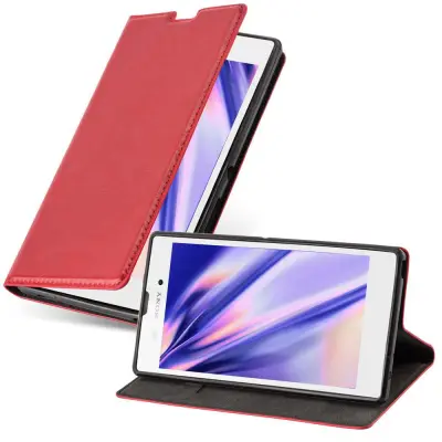 Cadorabo Ohišje, združljivo z Sony Xperia T3 v rdeče jabolko - Zaščitni ovitek z magnetnim zapiranjem, stoječo funkcijo in režo za kartice