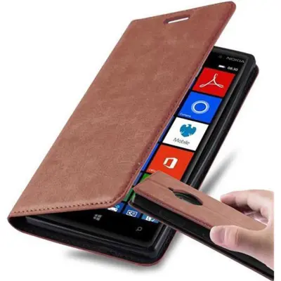 Cadorabo Ohišje, združljivo z Nokia Lumia 830 v kapučino rjava - Zaščitni ovitek z magnetnim zapiranjem, stoječo funkcijo in režo za kartice