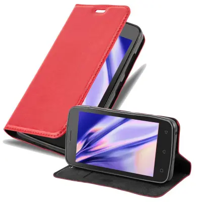Cadorabo Ohišje, združljivo z Lenovo A PLUS v rdeče jabolko - Zaščitni ovitek z magnetnim zapiranjem, stoječo funkcijo in režo za kartice