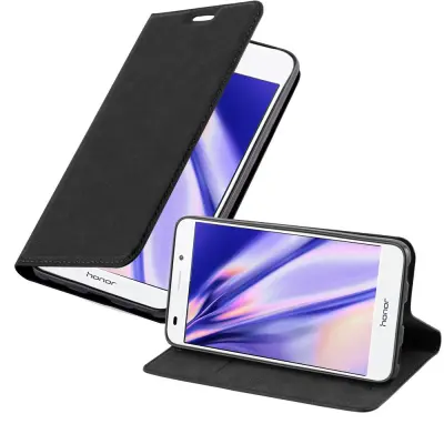 Cadorabo Ohišje, združljivo z Honor 5C v nočna črna - Zaščitni ovitek z magnetnim zapiranjem, stoječo funkcijo in režo za kartice
