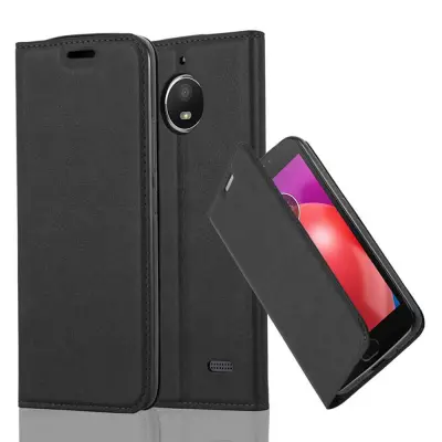 Cadorabo Ohišje, združljivo z Motorola MOTO E4 v nočna črna - Zaščitni ovitek z magnetnim zapiranjem, stoječo funkcijo in režo za kartice