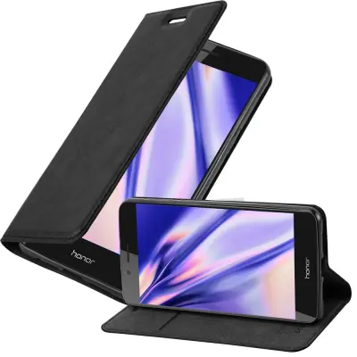 Cadorabo Ohišje, združljivo z Honor 6C v nočna črna - Zaščitni ovitek z magnetnim zapiranjem, stoječo funkcijo in režo za kartice