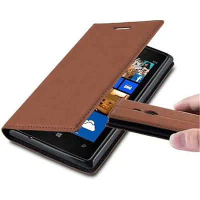 Cadorabo Ohišje, združljivo z Nokia Lumia 925 v kapučino rjava - Zaščitni ovitek z magnetnim zapiranjem, stoječo funkcijo in režo za kartice