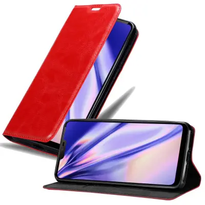 Cadorabo Ohišje, združljivo z LG G7 ThinQ / FIT / ONE v rdeče jabolko - Zaščitni ovitek z magnetnim zapiranjem, stoječo funkcijo in režo za kartice
