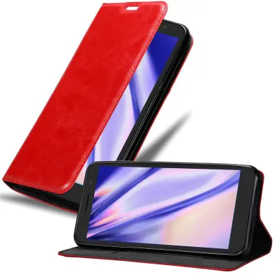 Cadorabo Ohišje, združljivo z Alcatel 1 2019 v rdeče jabolko - Zaščitni ovitek z magnetnim zapiranjem, stoječo funkcijo in režo za kartice