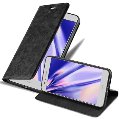 Cadorabo Ohišje, združljivo z Huawei P10 LITE v nočna črna - Zaščitni ovitek z magnetnim zapiranjem, stoječo funkcijo in režo za kartice
