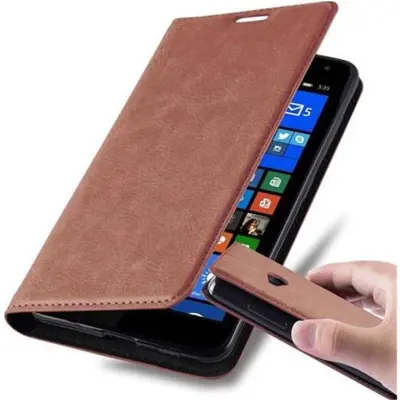 Cadorabo Ohišje, združljivo z Nokia Lumia 535 v kapučino rjava - Zaščitni ovitek z magnetnim zapiranjem, stoječo funkcijo in režo za kartice