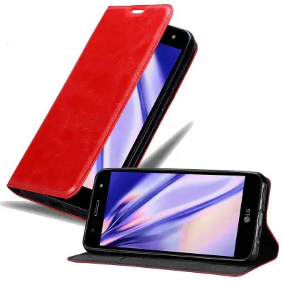 Cadorabo Ohišje, združljivo z LG X POWER 3 v rdeče jabolko - Zaščitni ovitek z magnetnim zapiranjem, stoječo funkcijo in režo za kartice