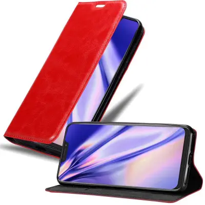 Cadorabo Ohišje, združljivo z Asus ZenFone 5Z v rdeče jabolko - Zaščitni ovitek z magnetnim zapiranjem, stoječo funkcijo in režo za kartice