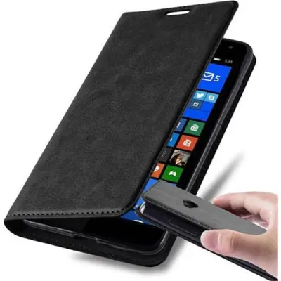 Cadorabo Ohišje, združljivo z Nokia Lumia 535 v nočna črna - Zaščitni ovitek z magnetnim zapiranjem, stoječo funkcijo in režo za kartice