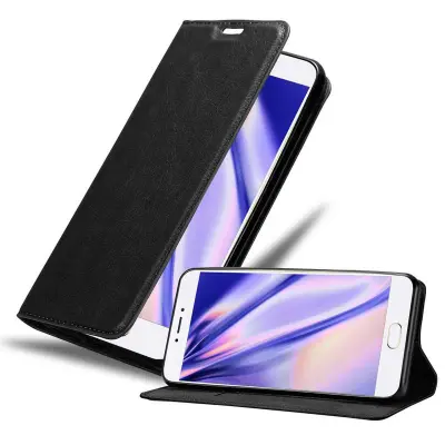 Cadorabo Ohišje, združljivo z MEIZU MX6 v nočna črna - Zaščitni ovitek z magnetnim zapiranjem, stoječo funkcijo in režo za kartice