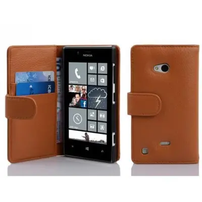 Cadorabo Ohišje, združljivo z Nokia Lumia 720 v sedlo rjave barve - Zaščitni ovitek iz teksturiranega umetnega usnja in žep za kartice