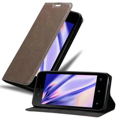 Cadorabo Ohišje, združljivo z WIKO SUNNY 3 MINI v kavovinsko rdeča - Zaščitni ovitek z magnetnim zapiranjem, stoječo funkcijo in režo za kartice