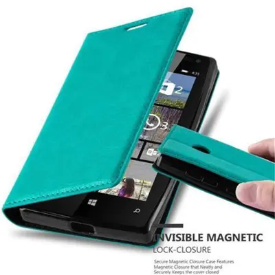 Cadorabo Ohišje, združljivo z Nokia Lumia 435 v bencinsko turkizna - Zaščitni ovitek z magnetnim zapiranjem, stoječo funkcijo in režo za kartice