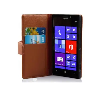 Cadorabo Ohišje, združljivo z Nokia Lumia 925 v sedlo rjave barve - Zaščitni ovitek iz teksturiranega umetnega usnja in žep za kartice