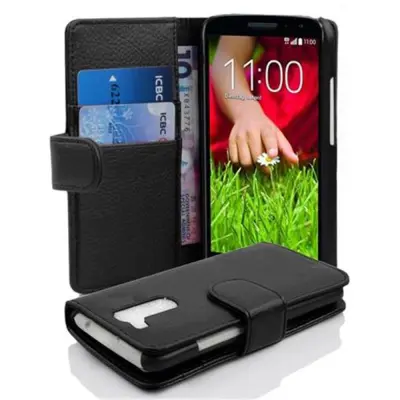 Cadorabo Ohišje, združljivo z LG G2 MINI v oksid črna - Zaščitni ovitek iz teksturiranega umetnega usnja in žep za kartice