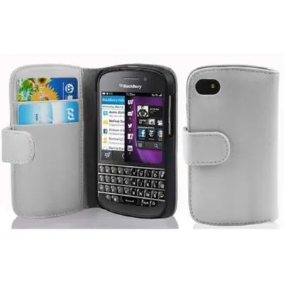 Cadorabo Ohišje, združljivo z Blackberry Q10 v snežno bela - Zaščitni ovitek iz teksturiranega umetnega usnja in žep za kartice