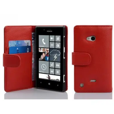 Cadorabo Ohišje, združljivo z Nokia Lumia 720 v rdeče sladkorno jabolko - Zaščitni ovitek iz teksturiranega umetnega usnja in žep za kartice