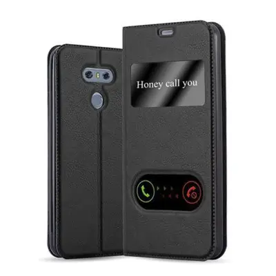 Cadorabo Ohišje, združljivo z LG G6 v črni komet - Zaščitni ovitek z magnetnim zapiranjem, stoječo funkcijo in 2 okencema za gledanje