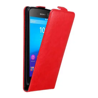 Cadorabo Ohišje, združljivo z Sony Xperia M5 v rdeče jabolko - Zaščitni ovitek v obliki flipa z magnetnim zapiranjem