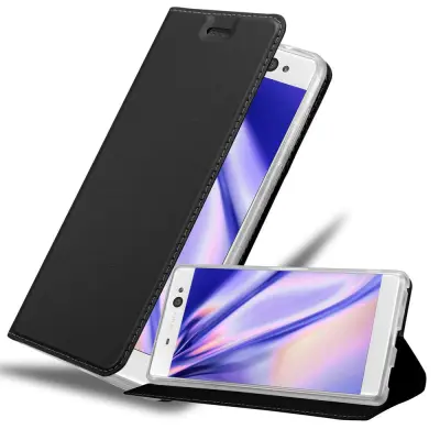 Cadorabo Ohišje, združljivo z Sony Xperia XA ULTRA v klasična črna - Zaščitni ovitek z magnetnim zapiranjem, stoječo funkcijo in režo za kartice