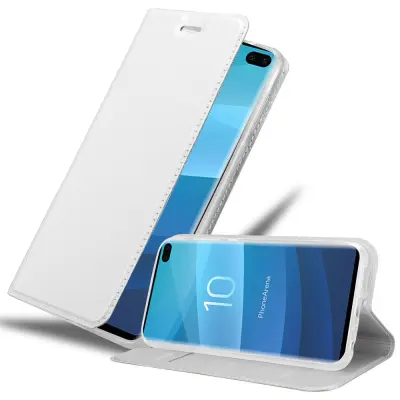 Cadorabo Ohišje, združljivo z Samsung Galaxy S10 PLUS v klasično srebrno - Zaščitni ovitek z magnetnim zapiranjem, stoječo funkcijo in režo za kartice