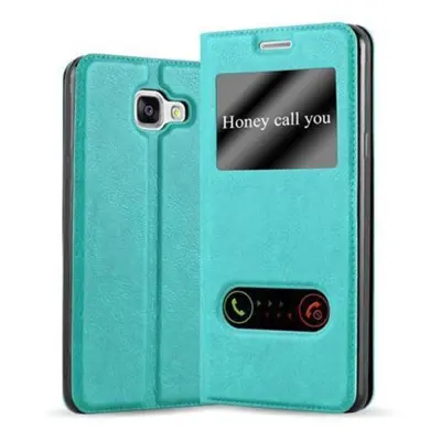 CADORABO Samsung Galaxy A3 2016 v mint turquoise - Zaščitni ovitek z magnetnim zapiranjem, stoječo funkcijo in 2 okencema za gledanje