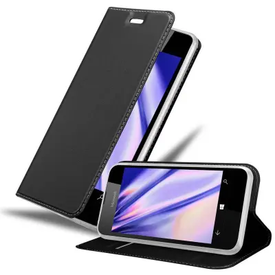 Cadorabo Ohišje, združljivo z Nokia Lumia 550 v klasična črna - Zaščitni ovitek z magnetnim zapiranjem, stoječo funkcijo in režo za kartice