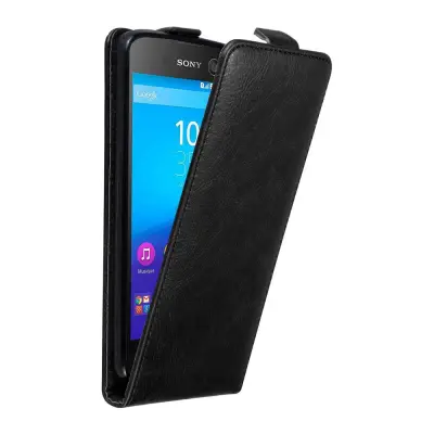 Cadorabo Ohišje, združljivo z Sony Xperia M5 v nočna črna - Zaščitni ovitek v obliki flipa z magnetnim zapiranjem