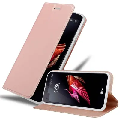 Cadorabo Ohišje, združljivo z LG X SCREEN v klasična rožnata zlata - Zaščitni ovitek z magnetnim zapiranjem, stoječo funkcijo in režo za kartice
