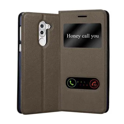 CADORABO Huawei MATE 9 LITE/GR5 2017/Honor 6X v kamnito rjava - Zaščitni ovitek z magnetnim zapiranjem, stoječo funkcijo in 2 okencema za gledanje