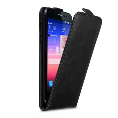 Cadorabo Ohišje, združljivo z Huawei ASCEND P7 v nočna črna - Zaščitni ovitek v obliki flipa z magnetnim zapiranjem