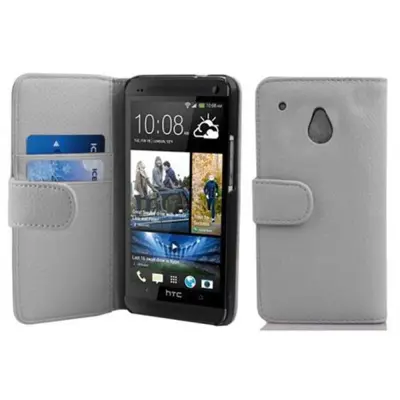 Cadorabo Ohišje, združljivo z HTC ONE M4 MINI v snežno bela - Zaščitni ovitek iz teksturiranega umetnega usnja in žep za kartice