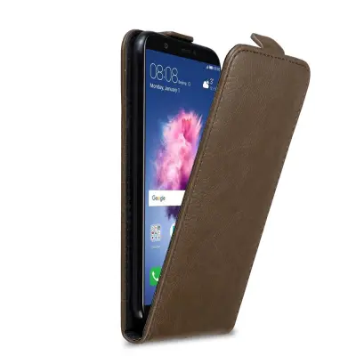 Cadorabo Ohišje, združljivo z Huawei P SMART 2018 / Enjoy 7S v kava rjava - Zaščitni ovitek v obliki flipa z magnetnim zapiranjem