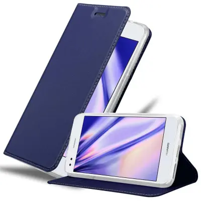 Cadorabo Ohišje, združljivo z Huawei Y6 PRO 2017 v klasična temno modra - Zaščitni ovitek z magnetnim zapiranjem, stoječo funkcijo in režo za kartice