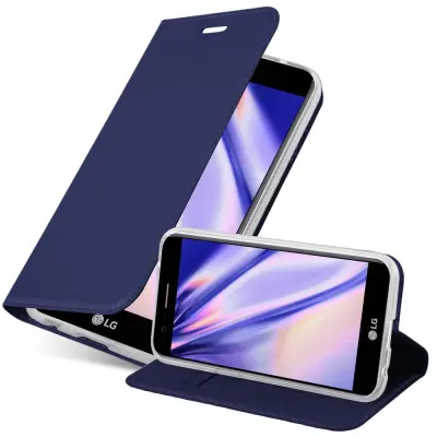 Cadorabo Ohišje, združljivo z LG K10 2017 v klasična temno modra - Zaščitni ovitek z magnetnim zapiranjem, stoječo funkcijo in režo za kartice