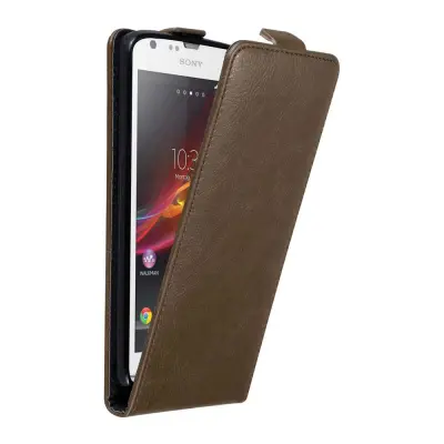 Cadorabo Ohišje, združljivo z Sony Xperia SP v kava rjava - Zaščitni ovitek v obliki flipa z magnetnim zapiranjem