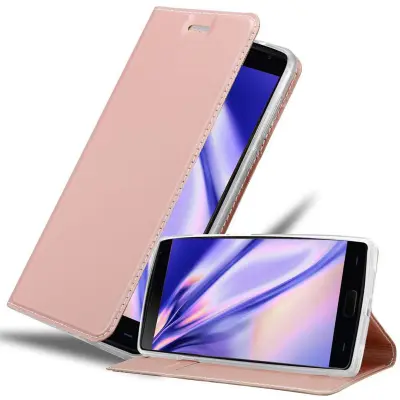 Cadorabo Ohišje, združljivo z OnePlus 2 v klasična rožnata zlata - Zaščitni ovitek z magnetnim zapiranjem, stoječo funkcijo in režo za kartice