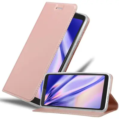 Cadorabo Ohišje, združljivo z WIKO VIEW XL v klasična rožnata zlata - Zaščitni ovitek z magnetnim zapiranjem, stoječo funkcijo in režo za kartice
