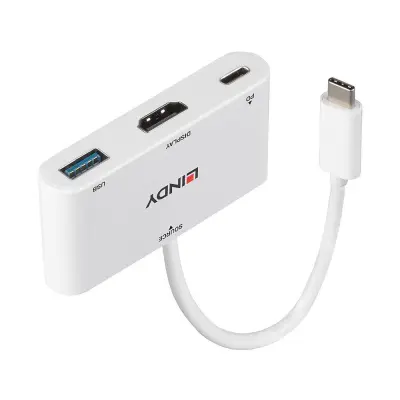 LINDY USB-C® adapter [1x moški konektor USB-C® - 1x ženski konektor HDMI\, USB 3.2 gen. 1 vtičnica A (USB 3.0)] 43340 0.18 m