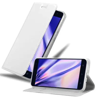 CADORABO Asus ZenFone 3 (5.5 Zoll) v klasično srebrno - Zaščitni ovitek z magnetnim zapiranjem, stoječo funkcijo in režo za kartice