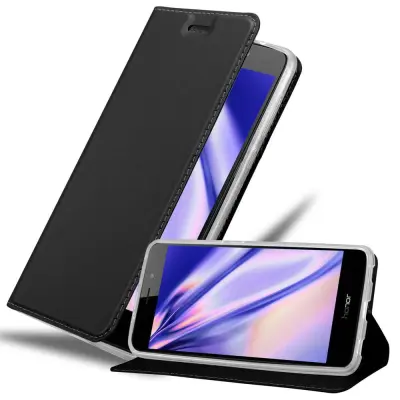 Cadorabo Ohišje, združljivo z Honor 5C v klasična črna - Zaščitni ovitek z magnetnim zapiranjem, stoječo funkcijo in režo za kartice