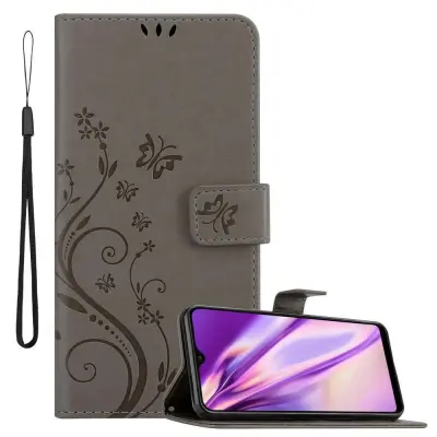 CADORABO Samsung Galaxy A10/M10 v klasična črna - ovitek v cvetličnem dizajnu z magnetnim zapiranjem, stoječo funkcijo in režami za kartice