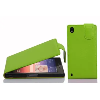 Cadorabo Ohišje, združljivo z Huawei ASCEND P7 v jabolčno zelena - Zaščitni ovitek v obliki flipa iz teksturiranega umetnega usnja