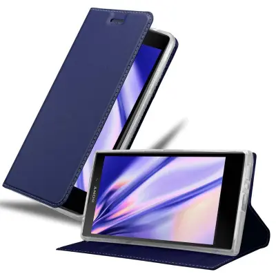 Cadorabo Ohišje, združljivo z Sony Xperia L2 v klasična temno modra - Zaščitni ovitek z magnetnim zapiranjem, stoječo funkcijo in režo za kartice