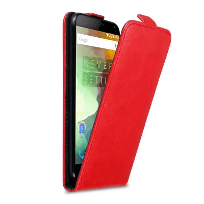 Cadorabo Ohišje, združljivo z OnePlus 2 v rdeče jabolko - Zaščitni ovitek v obliki flipa z magnetnim zapiranjem