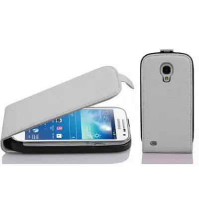 Cadorabo Ohišje, združljivo z Samsung Galaxy S4 MINI v snežno bela - Zaščitni ovitek v obliki flipa iz teksturiranega umetnega usnja