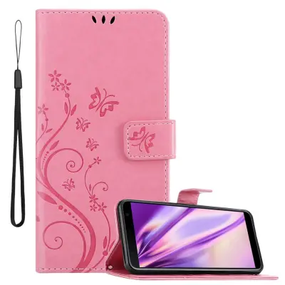 CADORABO Samsung Galaxy J4 PLUS v klasična zlata - ovitek v cvetličnem dizajnu z magnetnim zapiranjem, stoječo funkcijo in režami za kartice